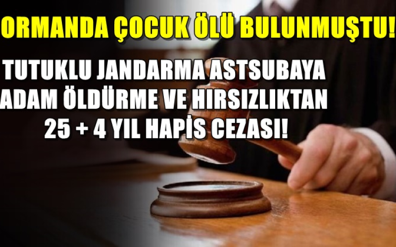 TUTUKLU JANDARMA ASTSUBAYA ADAM ÖLDÜRME VE HIRSIZLIKTAN 25 + 4 YIL HAPİS CEZASI!