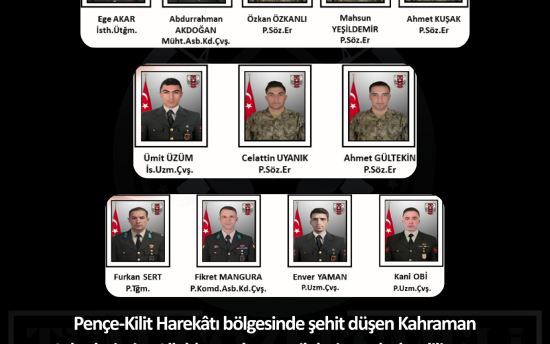 Pençe-Kilit Harekâtı bölgesinde şehit düşen Kahraman Askerlerimize Allah’tan rahmet, ailelerine sabırlar diliyorum. Aziz ve asil ruhları şad olsun. Milletimizin başı sağ olsun.